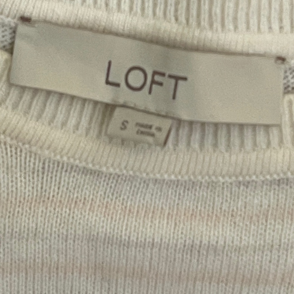 LOFT White/Off-White + Pastel Striped Sweater - Picture 2 of 3